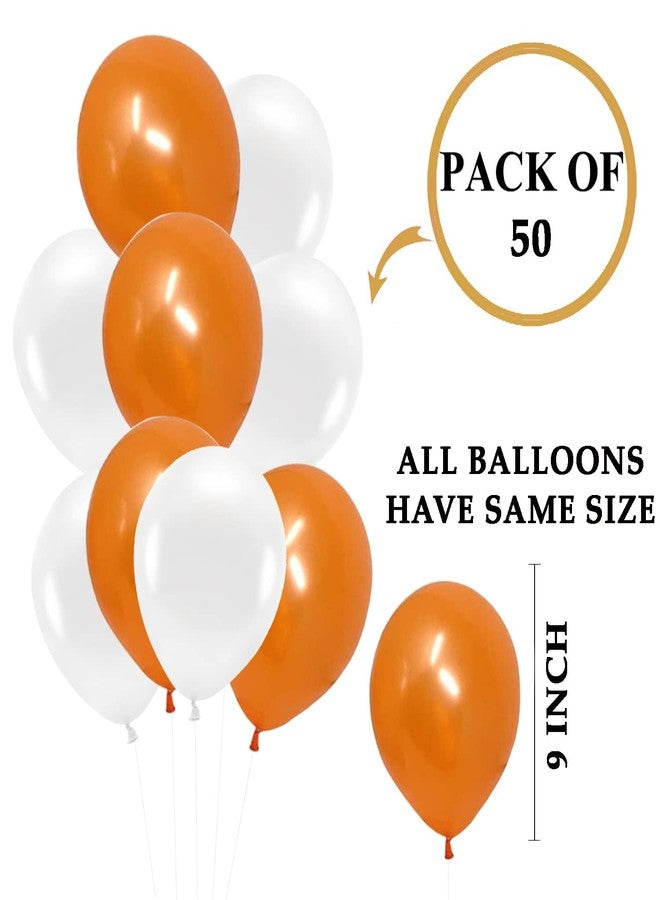 AMFIN® (Pack of 50) 10 inch Metallic Balloons Orange and White for Birthday Decoration, Decoration for Weddings, Engagement, Baby Shower, Anniversary Party, Theme - Orange & White - Image 4